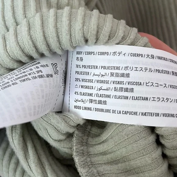 Abercrombie & Fitch NEW Lounge Cozy Rib Pullover Hoodie Sweatshirt Green S/M - Picture 6 of 6